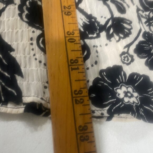 $49.90 Zara Black & White Floral Midi Skirt Womens Size M Ruched Lightweight - Picture 11 of 12